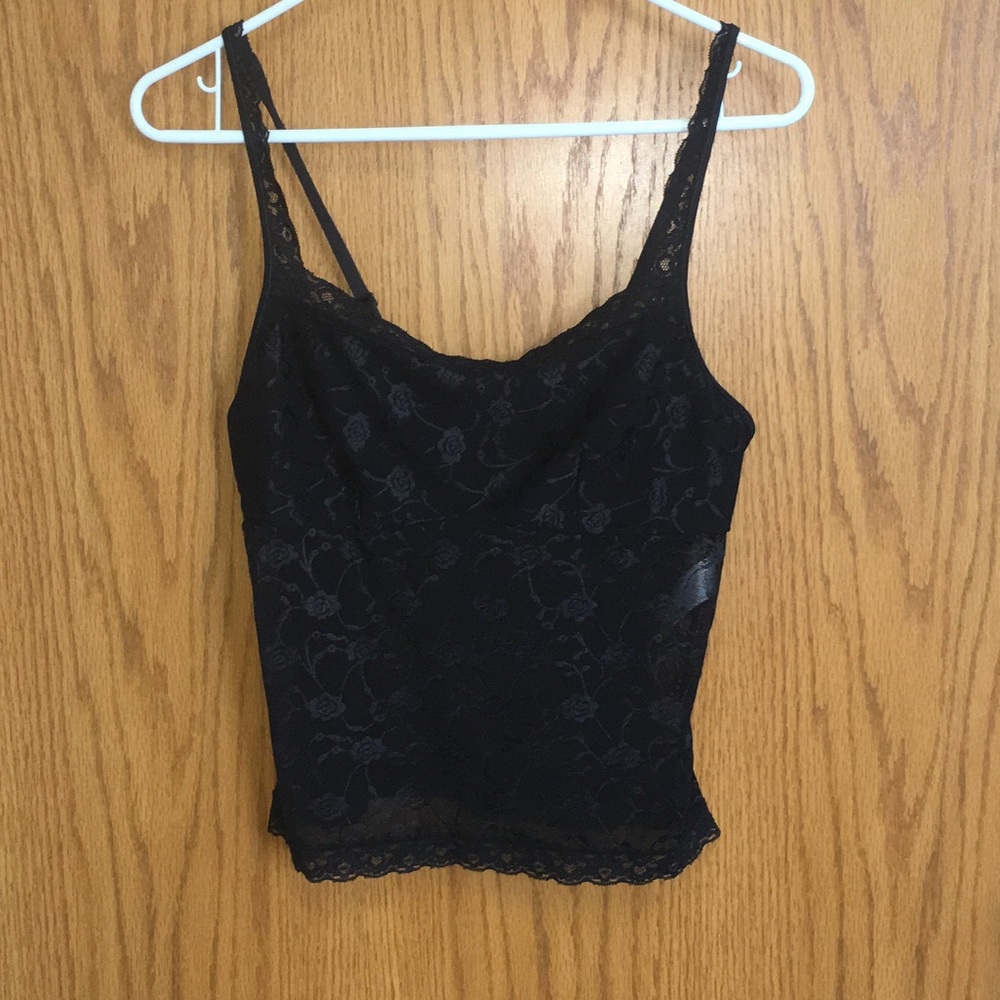 Vassarette lace camisole in black.